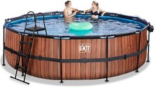 Piscine rotunde - Piscină cu prelată și filtrare pentru nisip Wood pool brown Exit Toys construcție metalică rotundă 488*122 cm maro de la 6 ani_1