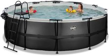 Piscine rotunde - Piscină cu prelată și filtrare pentru nisip Black Leather pool Exit Toys construcție metalică rotundă 488*122 cm neagră de la 6 ani_1