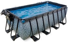 Obdélníkové bazény  - Bazén s krytem a pískovou filtrací Stone pool Exit Toys ocelová konstrukce 400*200*122 cm šedý od 6 let_1