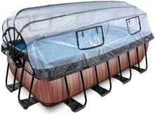 Piscine dreptunghiulare - Piscină cu prelată și filtrare pentru nisip Wood pool brown Exit Toys construcție metalică 400*200 cm maro de la 6 ani_2