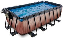 Schwimmbecken- rechteckig - EXIT Wood Pool 400x200x122cm mit Sandfilterpumpe und Abdeckung - braun _1