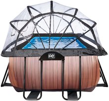 Bazény obdĺžnikové - Bazén s krytom a pieskovou filtráciou Wood pool Exit Toys oceľová konštrukcia 400*200*122 cm hnedý od 6 rokov_3