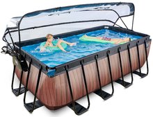 Schwimmbecken- rechteckig - EXIT Wood Pool 400x200x122cm mit Sandfilterpumpe und Abdeckung - braun _0