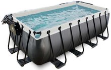 Schwimmbecken- rechteckig - EXIT Black Leather Pool 400x200x122cm mit Sandfilterpumpe und Abdeckung - schwarz _1