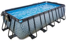 Obdélníkové bazény  - Bazén s krytem a pískovou filtrací Stone pool Exit Toys ocelová konstrukce 540*250*122 cm šedý od 6 let_0