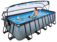 Bazény obdĺžnikové - Bazén s krytom a pieskovou filtráciou Stone pool Exit Toys oceľová konštrukcia 540*250*122 cm šedý od 6 rokov_2