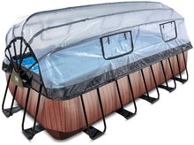 Bazény obdĺžnikové - Bazén s krytom a pieskovou filtráciou Wood pool Exit Toys oceľová konštrukcia 540*250*122 cm hnedý od 6 rokov_0