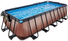 Piscine rettangolari - Piscina con copertura e filtrazione a sabbia Wood pool Exit Toys costruzione in acciaio 540*250*122 cm marrone dai 6 anni_1