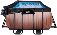 Piscine dreptunghiulare - Piscină cu prelată și filtrare pentru nisip Wood pool brown Exit Toys construcție metalică 540*250 cm maro de la 6 ani_0