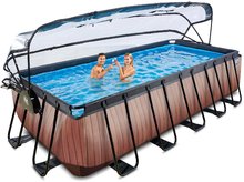 Obdélníkové bazény  - Bazén s krytem a pískovou filtrací Wood pool Exit Toys ocelová konstrukce 540*250*122 cm hnědý od 6 let_6