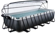 Bazény obdĺžnikové - Bazén s krytom a pieskovou filtráciou Black Leather pool Exit Toys oceľová konštrukcia 540*250*122 cm čierny od 6 rokov_1