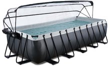 Piscine dreptunghiulare - Piscină cu prelată și filtrare pentru nisip Black Leather pool Exit Toys construcție metalică 540*250 cm neagră de la 6 ani_1