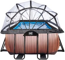 Bazény obdĺžnikové - Bazén s krytom pieskovou filtráciou a tepelným čerpadlom Wood pool Exit Toys oceľová konštrukcia 400*200*100 cm hnedý od 6 rokov_3