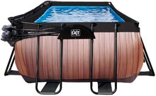 Bazény obdĺžnikové - Bazén s krytom pieskovou filtráciou a tepelným čerpadlom Wood pool Exit Toys oceľová konštrukcia 400*200*100 cm hnedý od 6 rokov_1