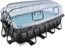 Medencék téglalap alakúak - Medence búrával homokszűrős vízforgatóval és hőszivattyúval Black Leather pool Exit Toys acél szerkezet 400*200*100 cm fekete 6 évtől_2