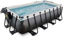 Medencék téglalap alakúak - Medence búrával homokszűrős vízforgatóval és hőszivattyúval Black Leather pool Exit Toys acél szerkezet 400*200*100 cm fekete 6 évtől_3