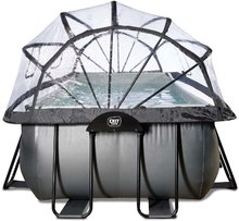 Piscine dreptunghiulare - Piscină cu filtrare pentru nisip și o pompă de căldură Black Leather pool Exit Toys cadru de oțel 400*200*100 cm neagră de la 6 ani_0