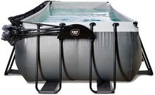Bazény obdĺžnikové - Bazén s krytom pieskovou filtráciou a tepelným čerpadlom Black Leather pool Exit Toys oceľová konštrukcia 400*200*100 cm čierny od 6 rokov_1