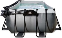 Piscine dreptunghiulare - Piscină cu filtrare pentru nisip și o pompă de căldură Black Leather pool Exit Toys cadru de oțel 400*200*100 cm neagră de la 6 ani_1