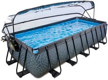 Bazény obdĺžnikové - Bazén s krytom pieskovou filtráciou a tepelným čerpadlom Stone pool Exit Toys oceľová konštrukcia 540*250*100 cm šedý od 6 rokov_1
