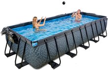 Bazény obdĺžnikové - Bazén s krytom pieskovou filtráciou a tepelným čerpadlom Stone pool Exit Toys oceľová konštrukcia 540*250*100 cm šedý od 6 rokov_0