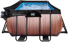 Piscine dreptunghiulare - Piscină cu prelată filtrare pentru nisip și pompă de căldură Wood pool brown Exit Toys construcție metalică 540*250 cm maro de la 6 ani_1