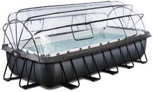 Bazény obdĺžnikové - Bazén s krytom pieskovou filtráciou a tepelným čerpadlom Black Leather pool Exit Toys oceľová konštrukcia 540*250*100 cm čierny od 6 rokov_3