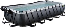 Medencék téglalap alakúak - Medence búrával homokszűrős vízforgatóval és hőszivattyúval Black Leather pool Exit Toys acél szerkezet  540*250*100 cm fekete 6 évtől_0