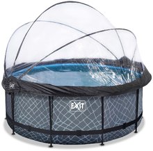 Bazény kruhové - Bazén s krytom pieskovou filtráciou a tepelným čerpadlom Stone pool Exit Toys kruhový oceľová konštrukcia 360*122 cm šedý od 6 rokov_2