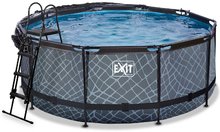 Bazény kruhové - Bazén s krytom pieskovou filtráciou a tepelným čerpadlom Stone pool Exit Toys kruhový oceľová konštrukcia 360*122 cm šedý od 6 rokov_3