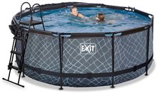 Bazény kruhové - Bazén s krytom pieskovou filtráciou a tepelným čerpadlom Stone pool Exit Toys kruhový oceľová konštrukcia 360*122 cm šedý od 6 rokov_1