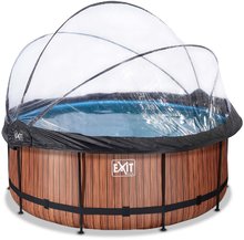 Bazény kruhové - Bazén s krytom pieskovou filtráciou a tepelným čerpadlom Wood pool Exit Toys kruhový oceľová konštrukcia 360*122 cm hnedý od 6 rokov_2