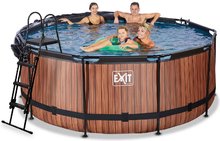 Medencék kerek alakúak - Medence búrával homokszűrős vízforgatóval és hőszivattyúval Wood pool Exit Toys kerek acél medencekeret 360*122 cm barna 6 évtől_1