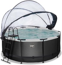 Bazény kruhové - Bazén s krytom pieskovou filtráciou a tepelným čerpadlom Black Leather pool Exit Toys kruhový oceľová konštrukcia 360*122 cm čierny od 6 rokov_2