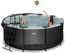Bazény kruhové - Bazén s krytom pieskovou filtráciou a tepelným čerpadlom Black Leather pool Exit Toys kruhový oceľová konštrukcia 360*122 cm čierny od 6 rokov_1