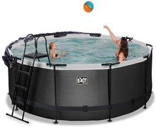 Piscine rotunde - Piscină cu prelată filtrare pentru nisip și o pompă de căldură Black Leather pool Exit Toys construcție rotundă din metal 360*122 cm neagră de la 6 ani_1