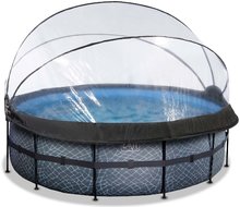 Bazény kruhové - Bazén s krytom pieskovou filtráciou a tepelným čerpadlom Stone pool Exit Toys kruhový oceľová konštrukcia 427*122 cm šedý od 6 rokov_2