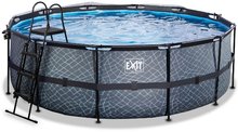 Bazény kruhové - Bazén s krytom pieskovou filtráciou a tepelným čerpadlom Stone pool Exit Toys kruhový oceľová konštrukcia 427*122 cm šedý od 6 rokov_3