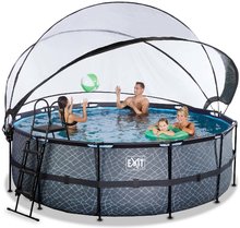 Piscine rotunde - Piscină cu prelată filtrare pentru nisip și o pompă de căldură Stone pool grey Exit Toys construcție rotundă din metal 427*122 cm gri de la 6 ani ET30671400_0