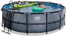 Bazény kruhové - Bazén s krytom pieskovou filtráciou a tepelným čerpadlom Stone pool Exit Toys kruhový oceľová konštrukcia 427*122 cm šedý od 6 rokov_1