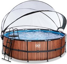 Bazény kruhové - Bazén s krytom pieskovou filtráciou a tepelným čerpadlom Wood pool Exit Toys kruhový oceľová konštrukcia 427*122 cm hnedý od 6 rokov_2