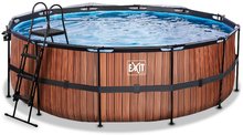 Piscine rotunde - Piscină cu prelată filtrare pentru nisip și o pompă de căldură Wood pool brown Exit Toys construcție rotundă din metal 427*122 cm maro de la 6 ani_3