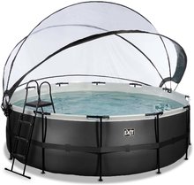 Piscines rondes - Piscine en cuir noir avec filtration à sable et pompe à chaleur Exit Toys Structure en acier circulaire 427*122 cm noir à partir de 6 ans_2