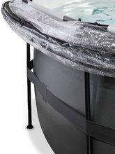 Piscine circolari - Piscina con copertura, filtrazione a sabbia e pompa di calore Black Leather pool Exit Toys rotonda costruzione a sabbia 427*122 cm nera dai 6 anni_1