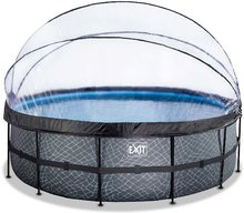 Piscine circolari - Piscina con copertura, filtrazione a sabbia e pompa di calore Stone pool Exit Toys rotonda costruzione in acciaio  450*122 cm grigia dai 6 anni_2