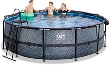 Bazény kruhové - Bazén s krytom pieskovou filtráciou a tepelným čerpadlom Stone pool Exit Toys kruhový oceľová konštrukcia 450*122 cm šedý od 6 rokov_1