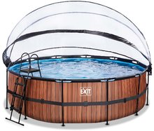 Bazény kruhové -  NA PREKLAD - Piscina con cubierta de filtración de arena y bomba de calor Wood pool Exit Toys Estructura de acero circular de 450*122 cm, color marrón desde los 6 años._2