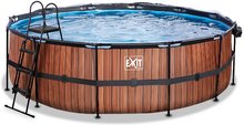 Medencék kerek alakúak - Medence búrával homokszűrős vízforgatóval és hőszivattyúval Wood pool Exit Toys kerek acél medencekeret 450*122 cm barna 6 évtől_3