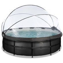 Medencék kerek alakúak - Medence búrával homokszűrős vízforgatóval és hőszivattyúval Black Leather pool Exit Toys kerek acél medencekeret 450*122 cm fekete 6 évtől_2