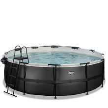 Bazény kruhové - Bazén s krytom pieskovou filtráciou a tepelným čerpadlom Black Leather pool Exit Toys kruhový oceľová konštrukcia 450*122 cm čierny od 6 rokov_3